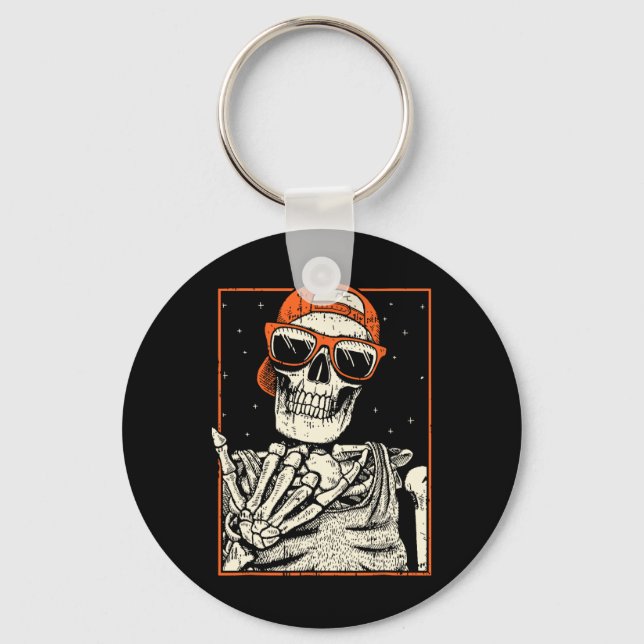 Rocker Skeleton Hand Rock On Costume Fun Halloween Key Ring (Front)