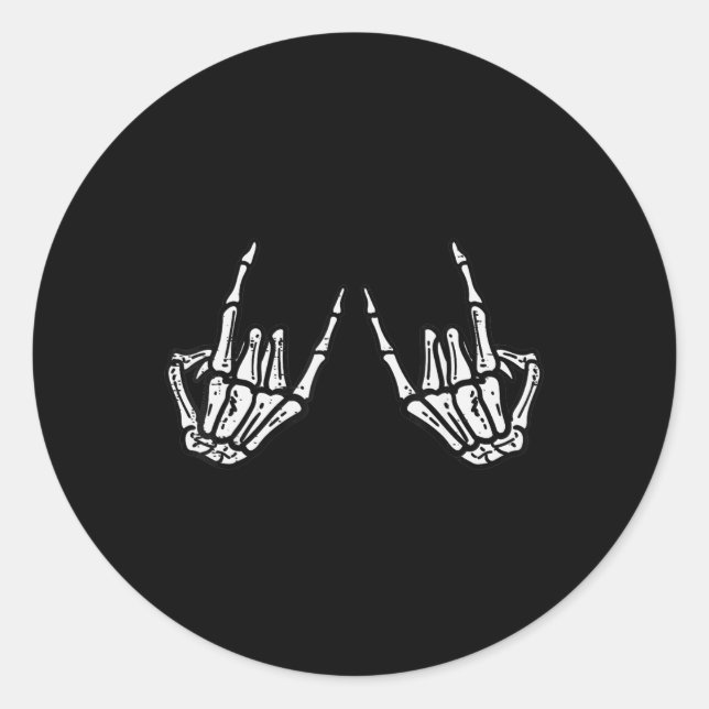 Rocker Skeleton Hand Rock On Costume Funny Hallowe Classic Round Sticker (Front)