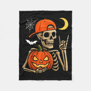 Rocker Skeleton Hand Rock On Costume Funny Hallowe Fleece Blanket