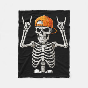 Rocker Skeleton Hand Rock On Costume Funny Hallowe Fleece Blanket
