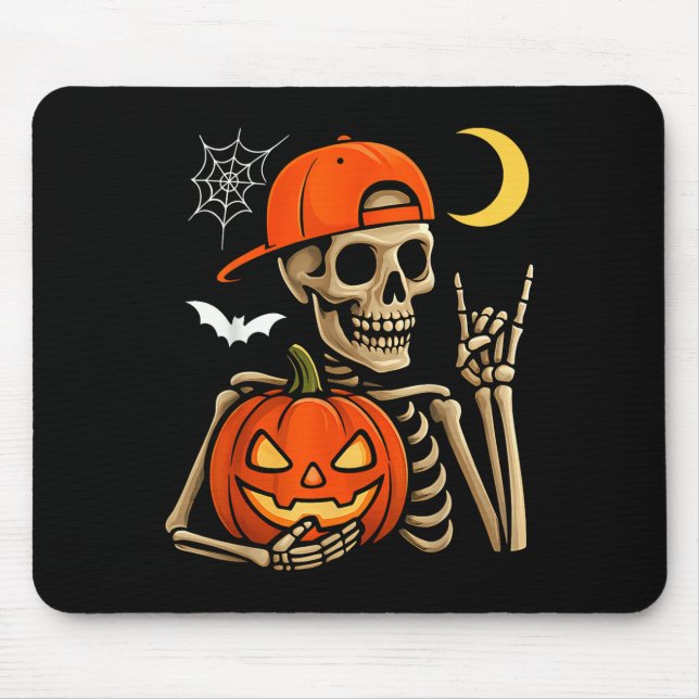 Rocker Skeleton Hand Rock On Costume Funny Hallowe Mouse Mat (Front)