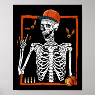 Rocker Skeleton Hand Rock On Costume Funny Hallowe Poster