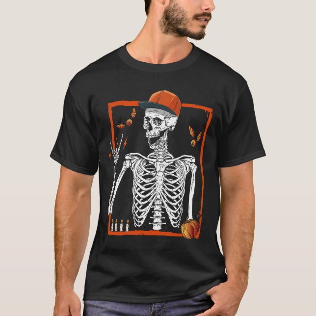 Rocker Skeleton Hand Rock On Costume Funny Hallowe T-Shirt (Front)