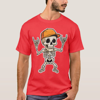 Rocker Skeleton Punk Cap Skater Cool Halloween Pun T-Shirt