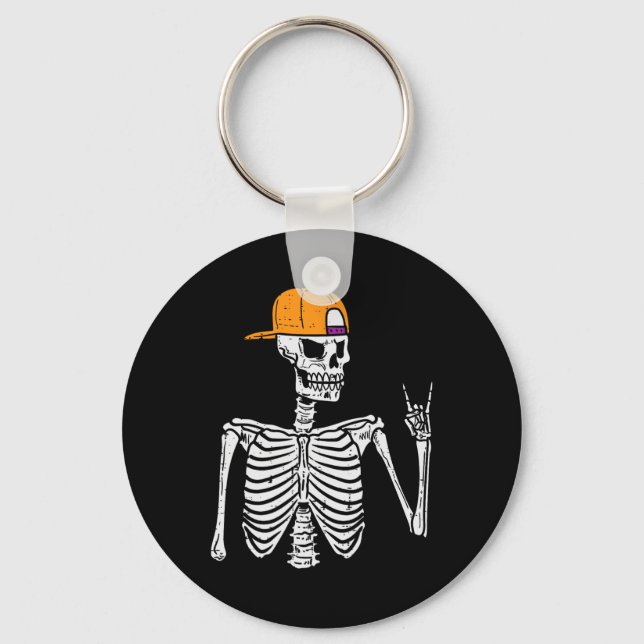 Rocker Skeleton Rock Hand Sign Halloween Costume M Key Ring (Front)