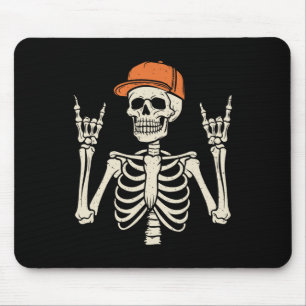 Rocker Skeleton Rock On Hand Halloween Skeleton Me Mouse Mat