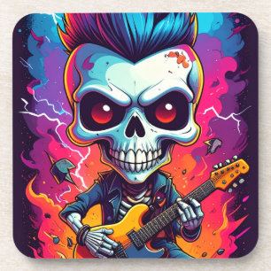 Rocker Skull with Mohawk Coaster