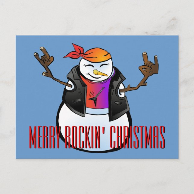 Rocker Snowman Postcard (Front)