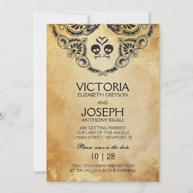 Rocker Wedding Invitation - Skull & Crossbones (Front)