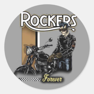 ROCKERS FOREVER. CLASSIC ROUND STICKER