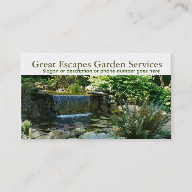 Rockery Water Gardening Landscaper Business Business Card (Front)