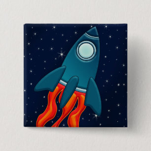 Rocket 15 Cm Square Badge