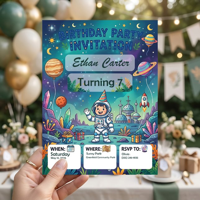 Rocket Adventure Birthday Party Invitation (Creator Uploaded)