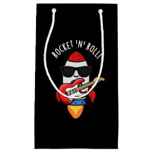 Rocket And Roll Funny Rocket Pun Dark BG Small Gift Bag
