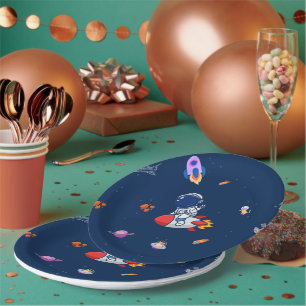 Rocket Balloons - Space Themed Birthday Party Paper Plate