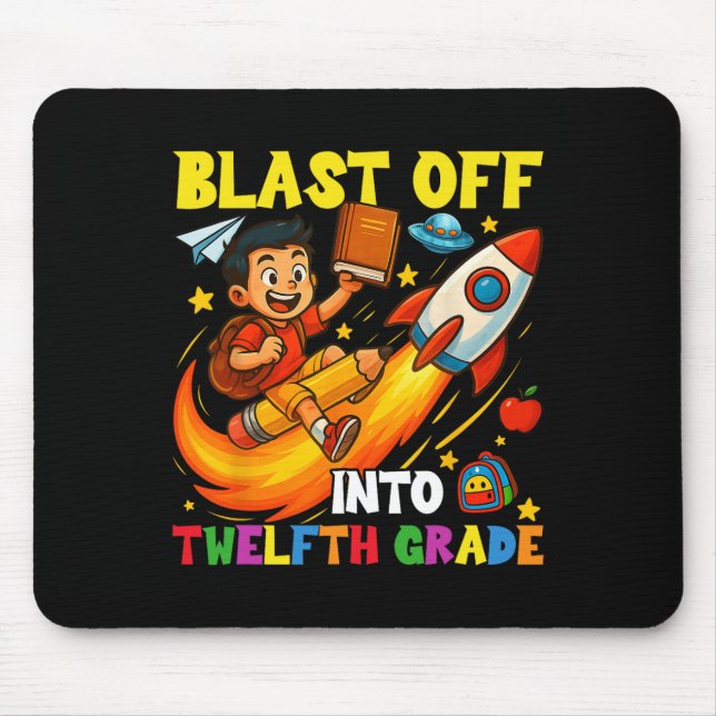 Rocket Blast Off Into Senior Funny Ck To School  Mouse Mat (Front)