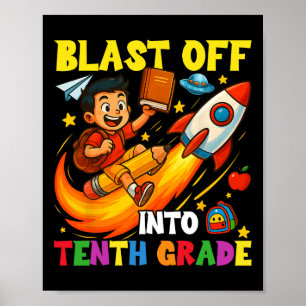 Rocket Blast Off Into Sophomore Funny Ck To School Poster