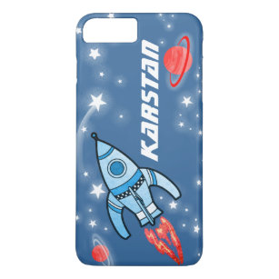 Rocket blue red name tough iphone space case