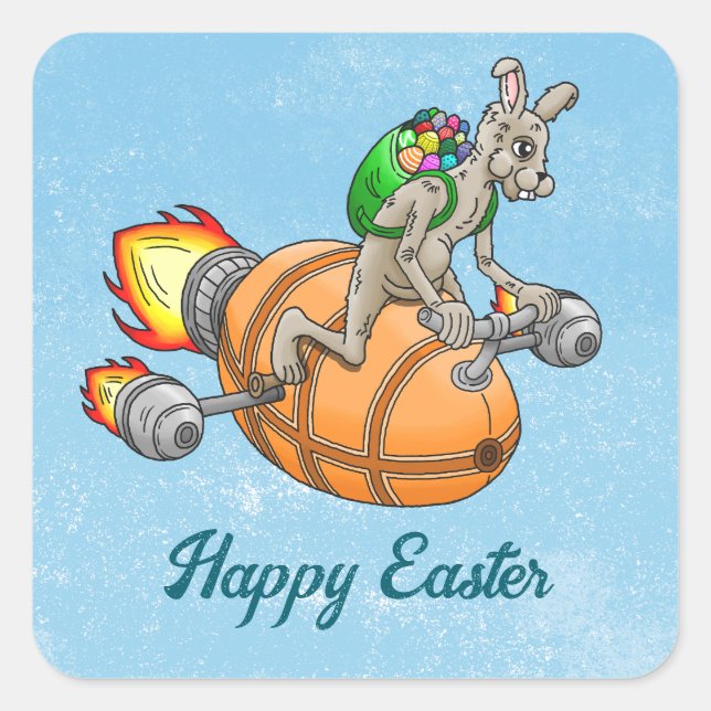 Rocket Bunny Square Sticker (Front)