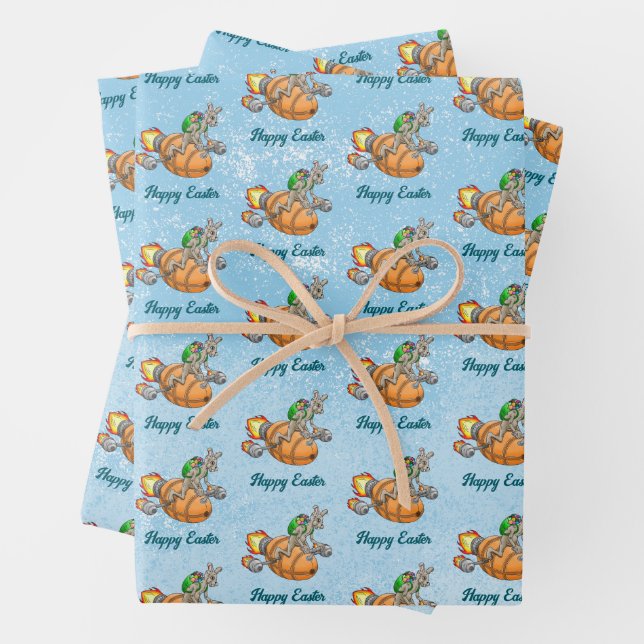 Rocket Bunny Wrapping Paper Sheet (In situ)