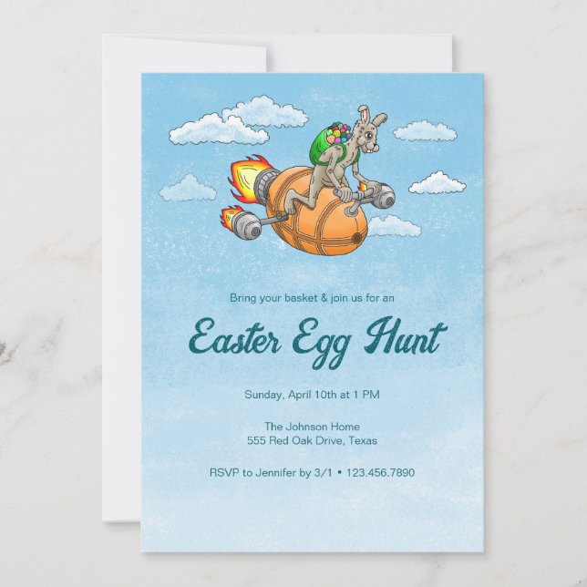 Rocket Bunny's Easter Egg Hunt Invitation (Front)