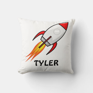 Rocket cartoon with name on it cushion