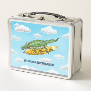 Rocket Crocodile Metal Lunch Box