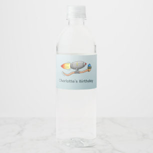 Rocket Earthworm Water Bottle Label