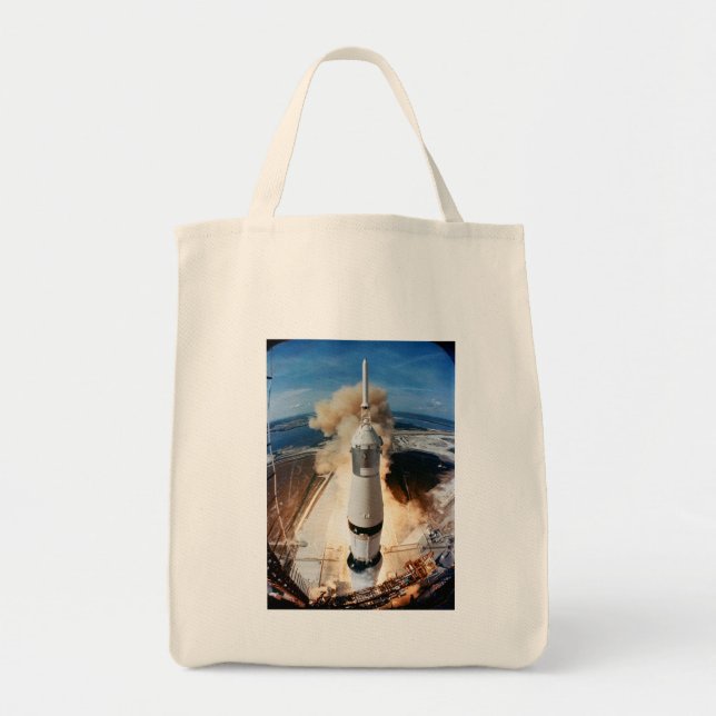 Rocket First Moon Mission Spacecraft Launch Tote B Bag (Front)