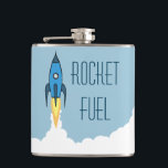 Rocket Fuel Funny Alcohol Drunk Humour Quote Hip Flask<br><div class="desc">Rocket Fuel Blue Retro Cartoon Rocket Ship Funny Vinyl Wrapped Flask. This fun and humourous design has a blue retro rocketship blasting off into space. Give yourself a boost with a little laugh. It's perfect for the rocket scientist or space cadet with a sense of humour. This vintage blue retro...</div>