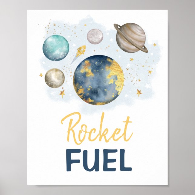 Rocket Fuel Galaxy Outer Space Birthday Baby Boy Poster (Front)