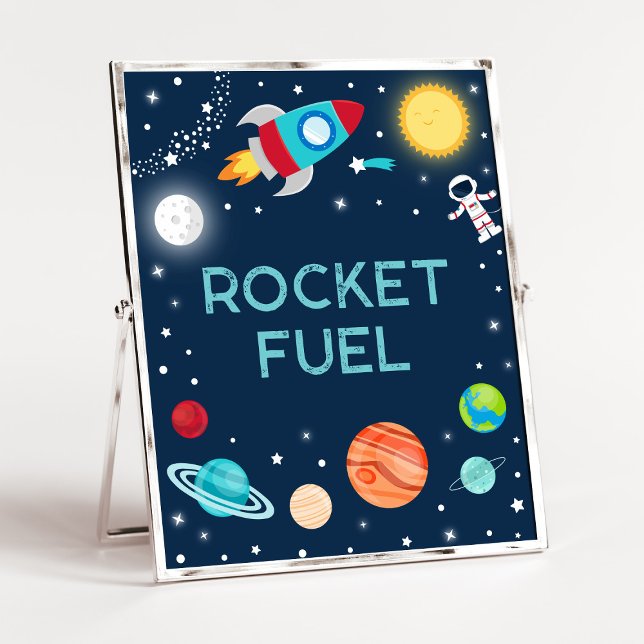 Rocket Fuel Space Astronaut Planets Birthday Poster (Creator Uploaded)