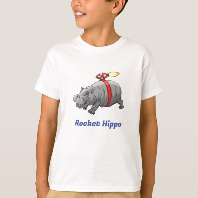Rocket Hippo Birthday T-Shirt (Front)