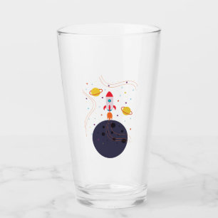 Rocket in Space astronaut party Glass
