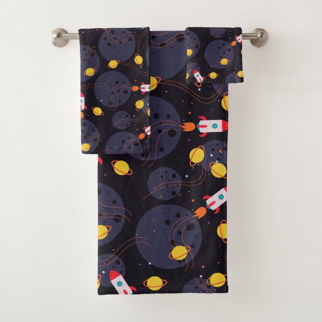 Rocket in Space Bath Towel Set (Insitu)