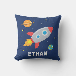 Rocket in Space, Planet and Stars, Nursery Cushion