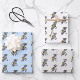 Rocket Koala Bear Wrapping Paper Sheet