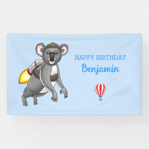 Rocket Koala Birthday Banner