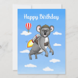 Rocket Koala Birthday Card