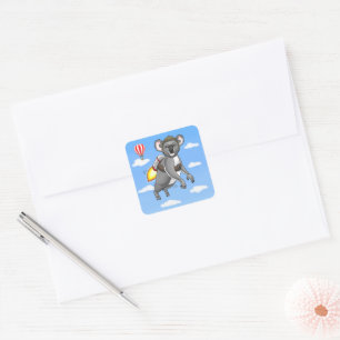 Rocket Koala Birthday Square Sticker