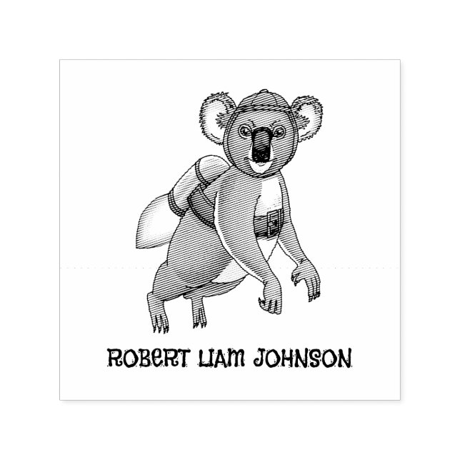 Rocket Koala's jetpack ride Self-inking Stamp (Design)