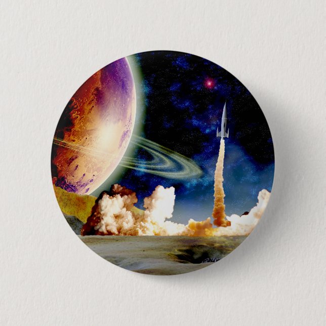 Rocket Launch 6 Cm Round Badge (Front)