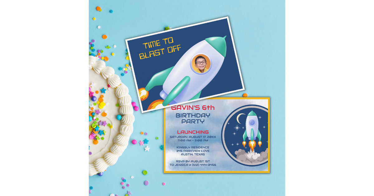 Rocket Launch Birthday Party Invitation Zazzle