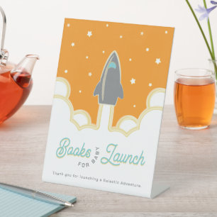 Rocket Launch Books for Baby Grey & Orange Pedestal Sign