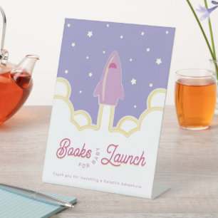 Rocket Launch Books for Baby Purple Pedestal Sign