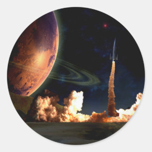 Rocket Launch Classic Round Sticker