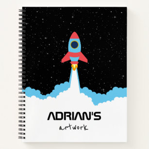Rocket Launching in Outer Space Sketchbook Notebook