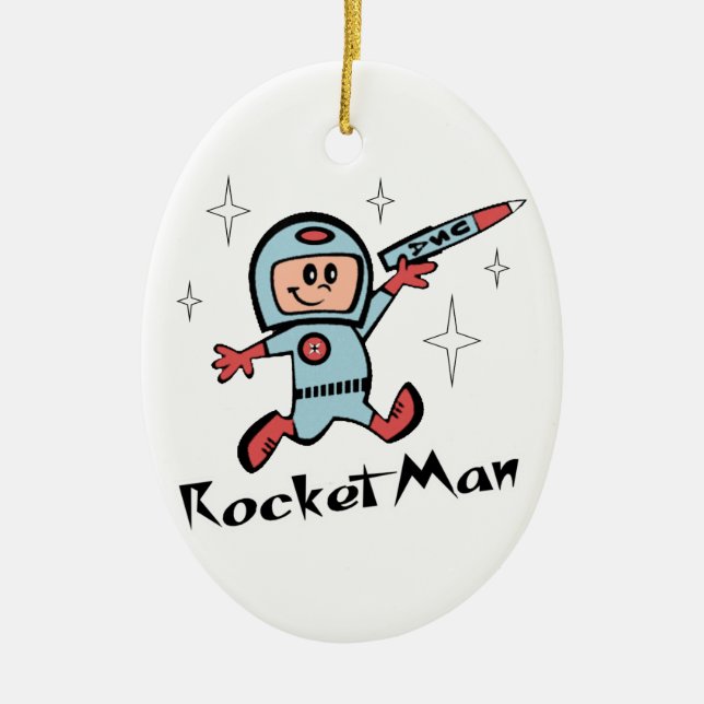 Rocket Man Ceramic Tree Decoration (Front)