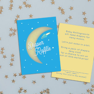 Rocket & Moon Diaper Raffle Teal & Sky Blue Enclosure Card