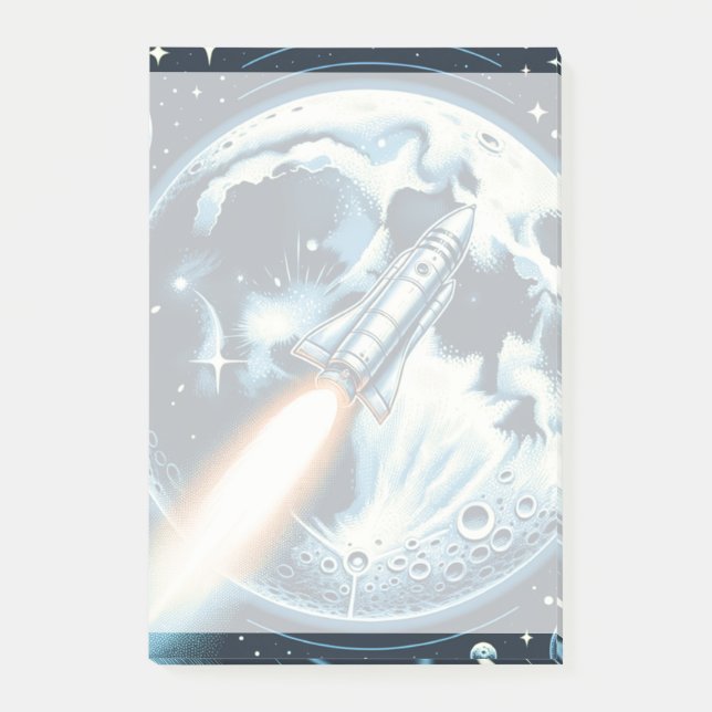Rocket Moon Space Post-it Notes (Front)